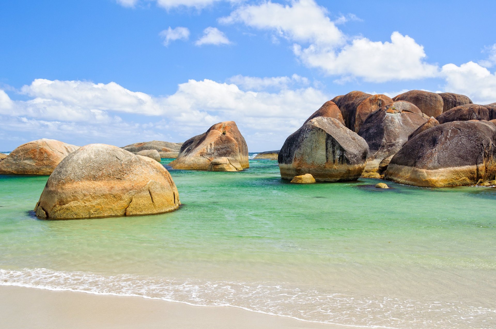 Elephant Rocks huge cracked oval boulders in William Bay National Park, Denmark, WA