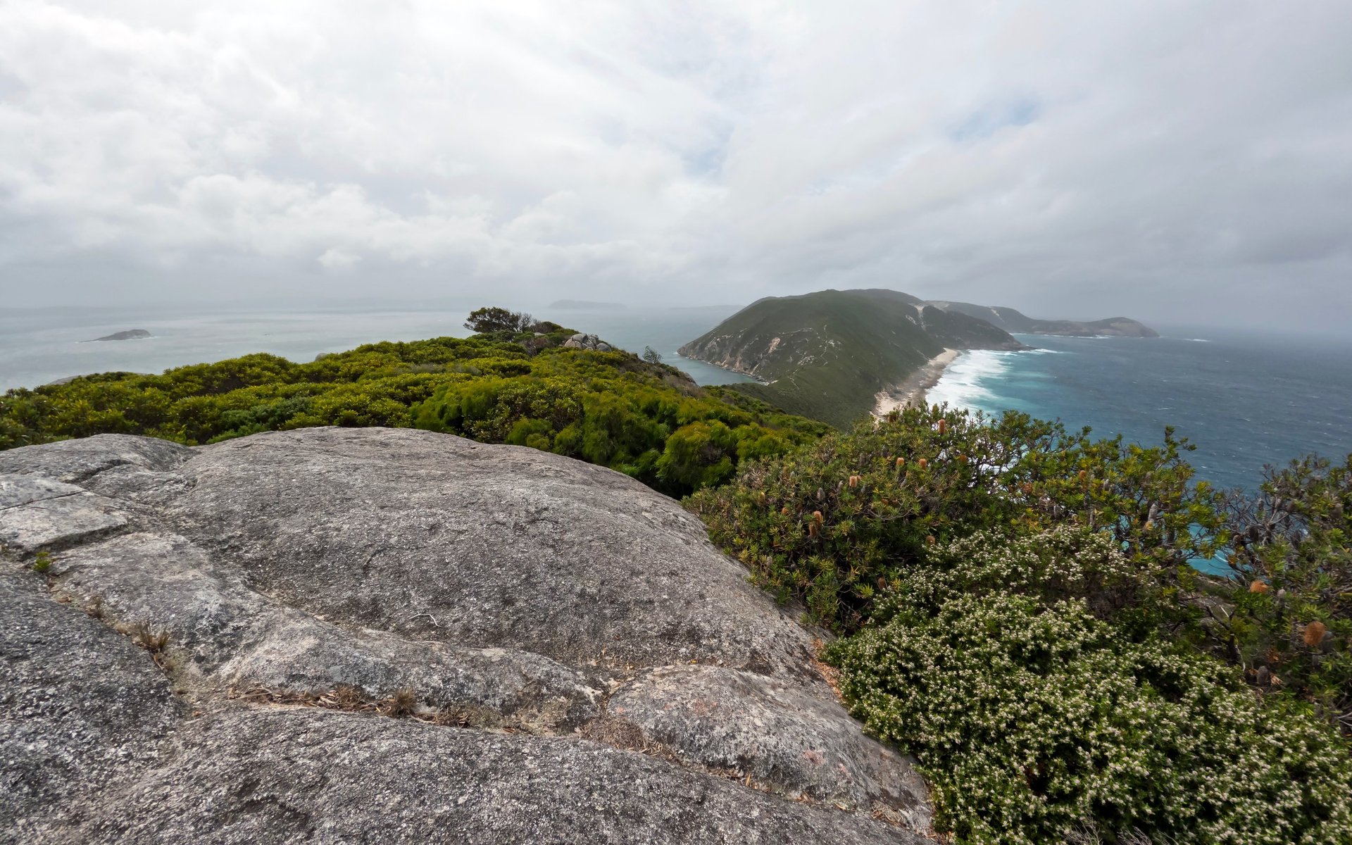Rugged coastline of Bald Head, Albany with granite boulders and turquoise waters