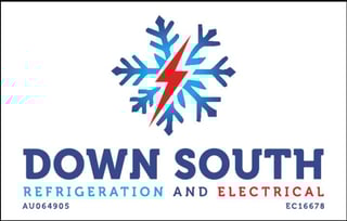 Down South Refrigeration and Electrical logo with blue snowflake and red lightning bolt